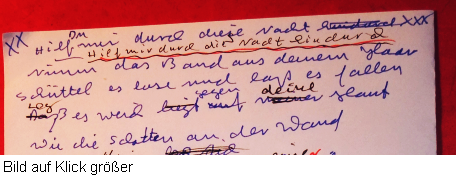 Handgeschriebene Übersetzung des Songs 